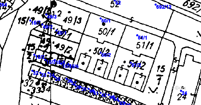 Parcela st. 50/2 v KÚ Vlkýš, Katastrální mapa