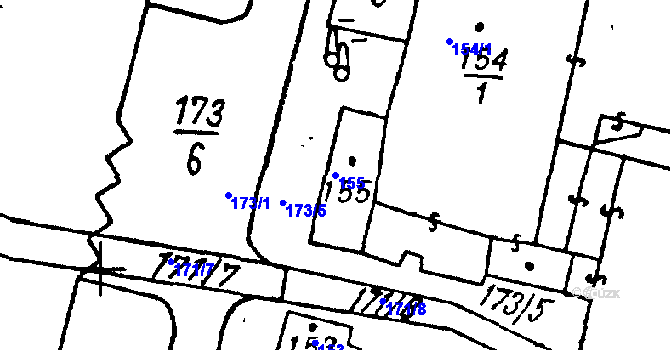 Parcela st. 155 v KÚ Vlkýš, Katastrální mapa