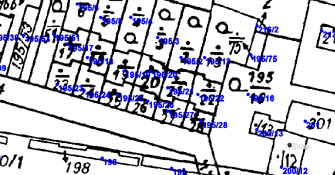 Parcela st. 195/21 v KÚ Vlkýš, Katastrální mapa