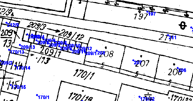Parcela st. 208 v KÚ Vlkýš, Katastrální mapa
