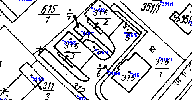 Parcela st. 316/4 v KÚ Vlkýš, Katastrální mapa