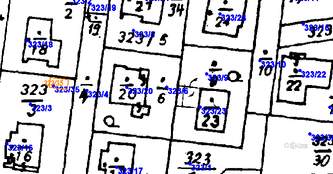 Parcela st. 323/6 v KÚ Vlkýš, Katastrální mapa