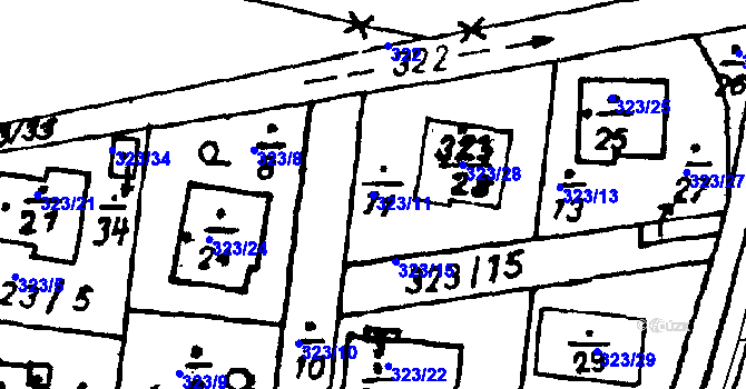Parcela st. 323/11 v KÚ Vlkýš, Katastrální mapa