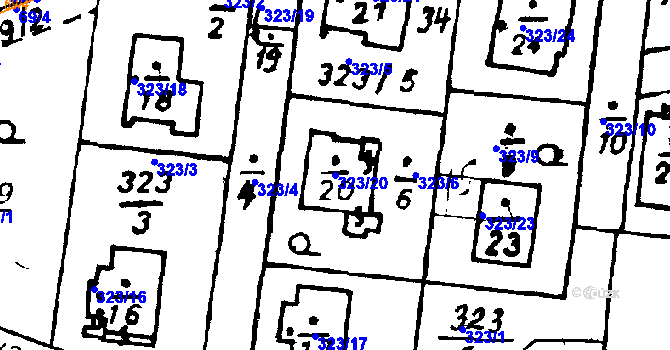 Parcela st. 323/20 v KÚ Vlkýš, Katastrální mapa