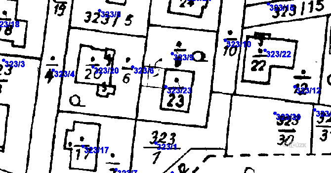 Parcela st. 323/23 v KÚ Vlkýš, Katastrální mapa
