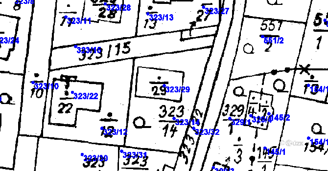 Parcela st. 323/29 v KÚ Vlkýš, Katastrální mapa