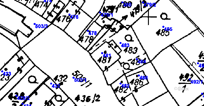 Parcela st. 481 v KÚ Vlkýš, Katastrální mapa