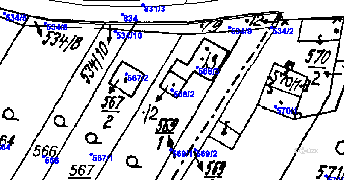 Parcela st. 568/2 v KÚ Vlkýš, Katastrální mapa