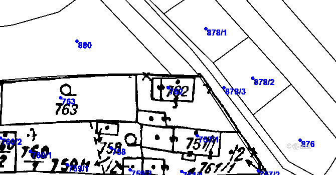 Parcela st. 762 v KÚ Vlkýš, Katastrální mapa