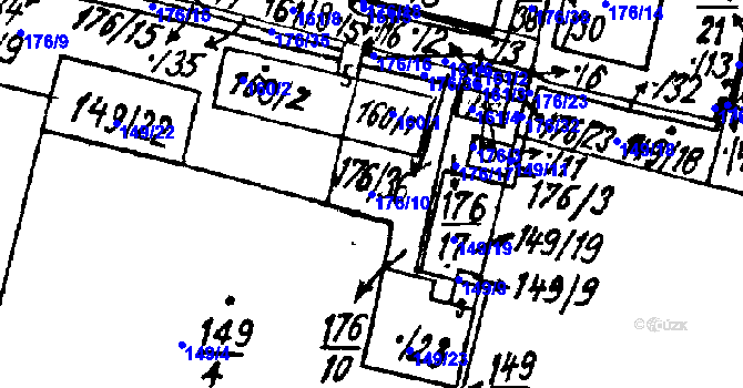 Parcela st. 176/10 v KÚ Vlkýš, Katastrální mapa