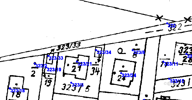 Parcela st. 323/34 v KÚ Vlkýš, Katastrální mapa