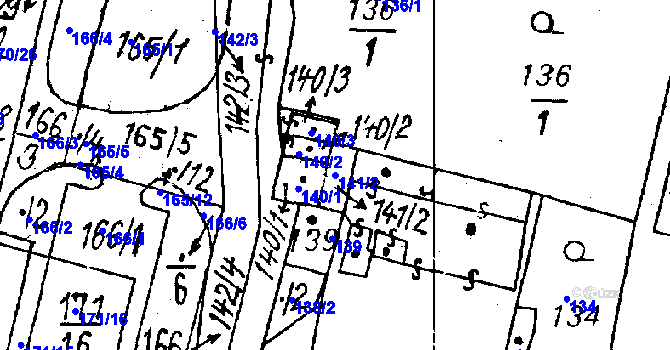 Parcela st. 141/2 v KÚ Vlkýš, Katastrální mapa
