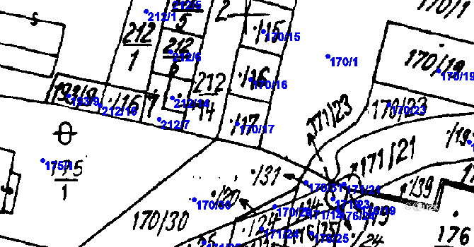Parcela st. 170/17 v KÚ Vlkýš, Katastrální mapa