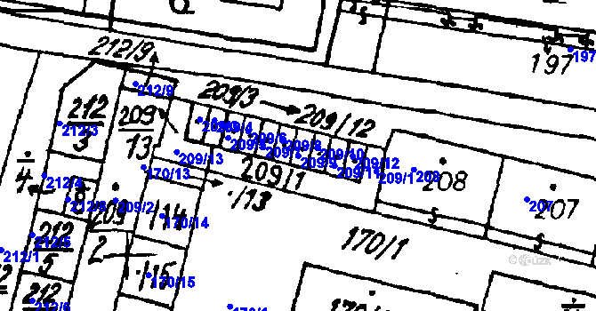 Parcela st. 209/9 v KÚ Vlkýš, Katastrální mapa