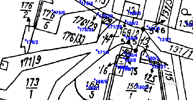 Parcela st. 171/9 v KÚ Vlkýš, Katastrální mapa