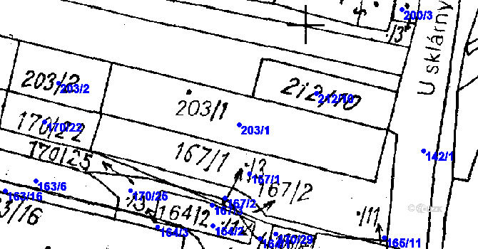 Parcela st. 203/1 v KÚ Vlkýš, Katastrální mapa