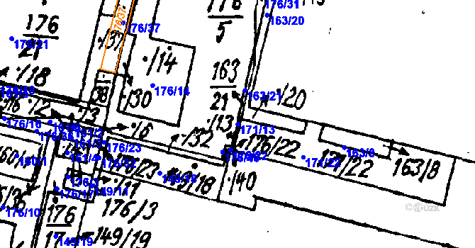Parcela st. 171/13 v KÚ Vlkýš, Katastrální mapa