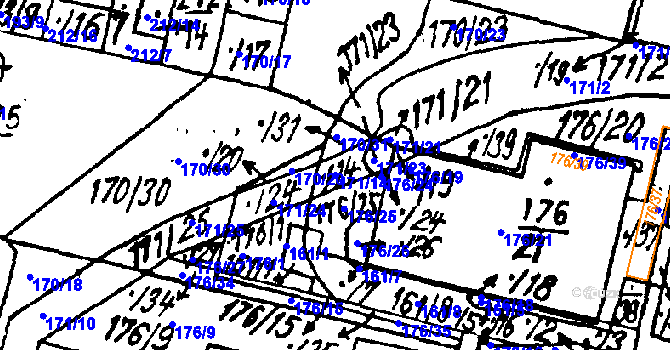Parcela st. 171/14 v KÚ Vlkýš, Katastrální mapa