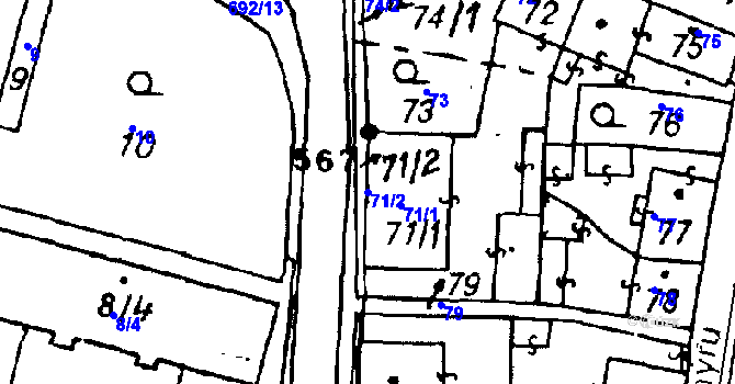 Parcela st. 71/2 v KÚ Vlkýš, Katastrální mapa