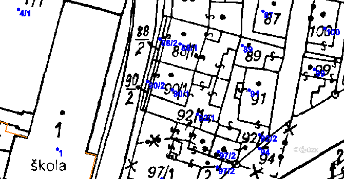 Parcela st. 90/1 v KÚ Vlkýš, Katastrální mapa