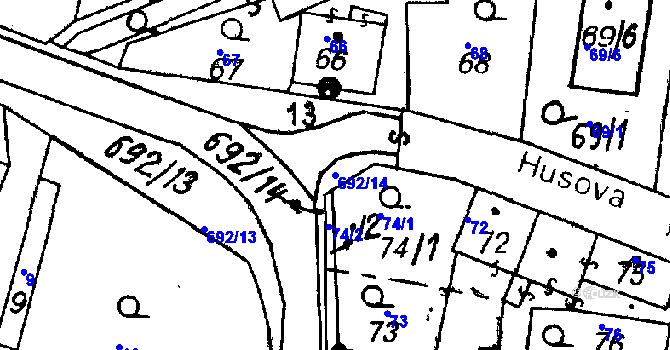 Parcela st. 692/14 v KÚ Vlkýš, Katastrální mapa