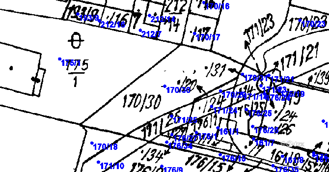 Parcela st. 170/30 v KÚ Vlkýš, Katastrální mapa