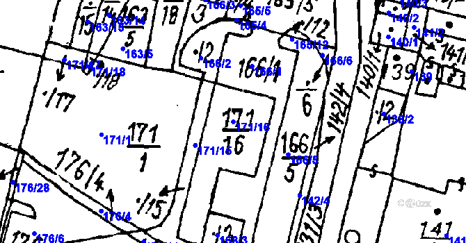 Parcela st. 171/16 v KÚ Vlkýš, Katastrální mapa