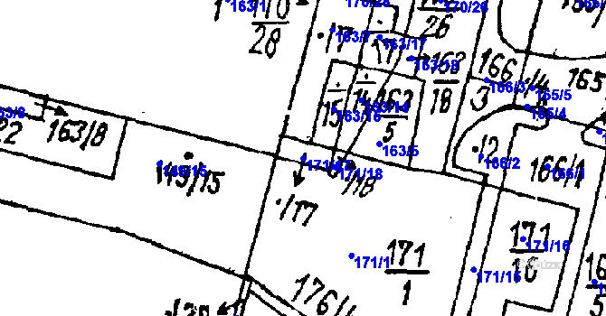 Parcela st. 171/17 v KÚ Vlkýš, Katastrální mapa