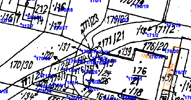 Parcela st. 171/21 v KÚ Vlkýš, Katastrální mapa