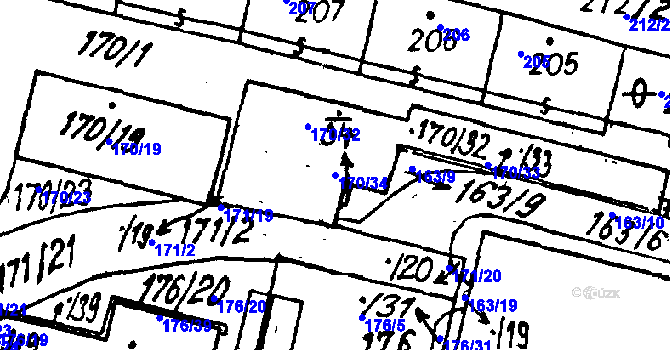 Parcela st. 170/34 v KÚ Vlkýš, Katastrální mapa