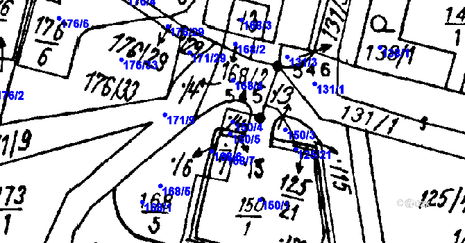 Parcela st. 150/4 v KÚ Vlkýš, Katastrální mapa