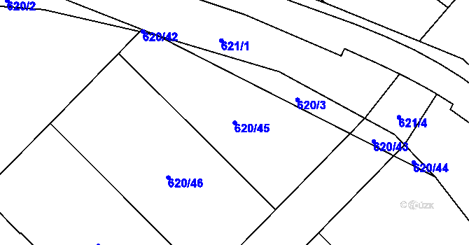 Parcela st. 620/45 v KÚ Vlkýš, Katastrální mapa