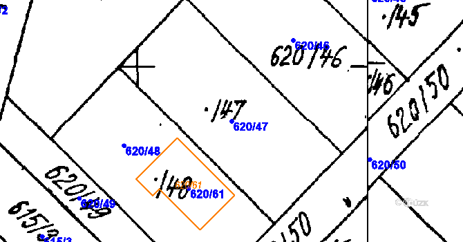 Parcela st. 620/47 v KÚ Vlkýš, Katastrální mapa