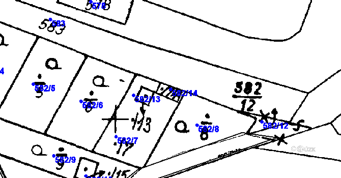 Parcela st. 582/14 v KÚ Vlkýš, Katastrální mapa