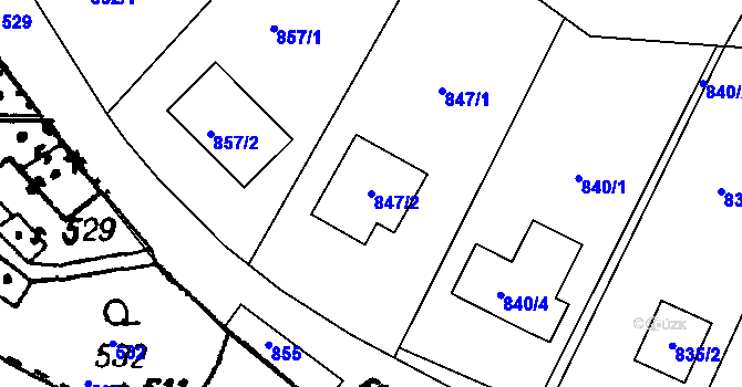 Parcela st. 847/2 v KÚ Vlkýš, Katastrální mapa