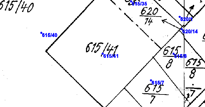 Parcela st. 615/41 v KÚ Vlkýš, Katastrální mapa
