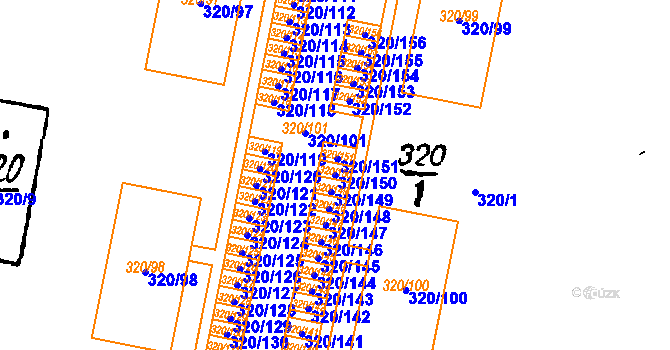 Parcela st. 320/150 v KÚ Vlkýš, Katastrální mapa