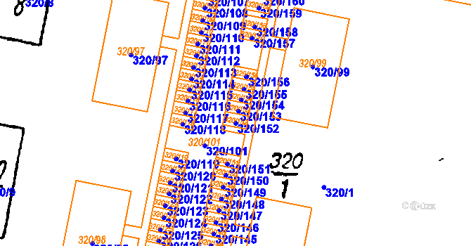 Parcela st. 320/152 v KÚ Vlkýš, Katastrální mapa