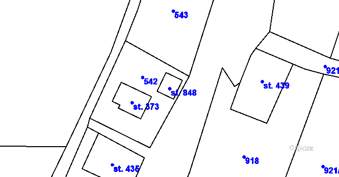 Parcela st. 848 v KÚ Heřmanovice, Katastrální mapa