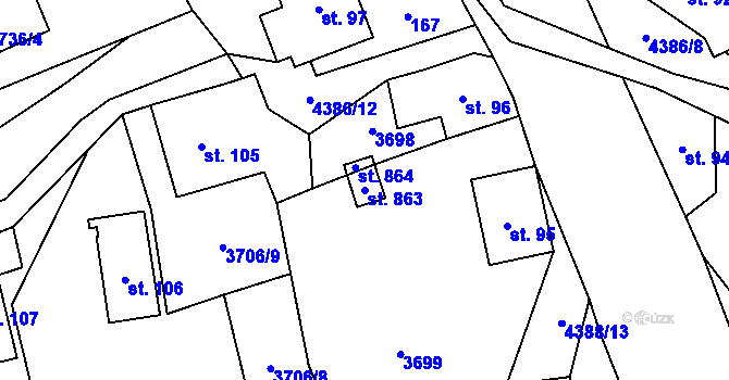 Parcela st. 863 v KÚ Heřmanovice, Katastrální mapa