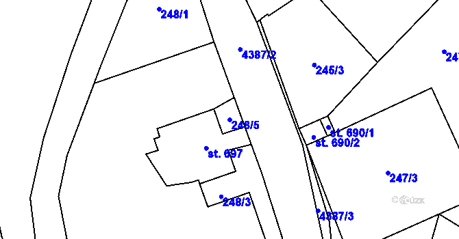 Parcela st. 248/5 v KÚ Heřmanovice, Katastrální mapa