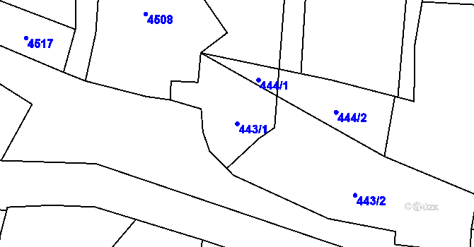 Parcela st. 443/1 v KÚ Heřmanovice, Katastrální mapa