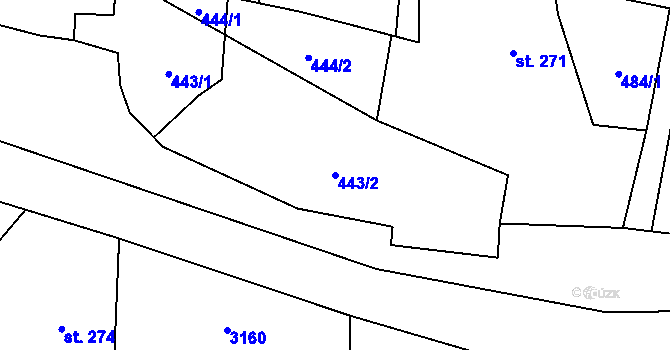 Parcela st. 443/2 v KÚ Heřmanovice, Katastrální mapa