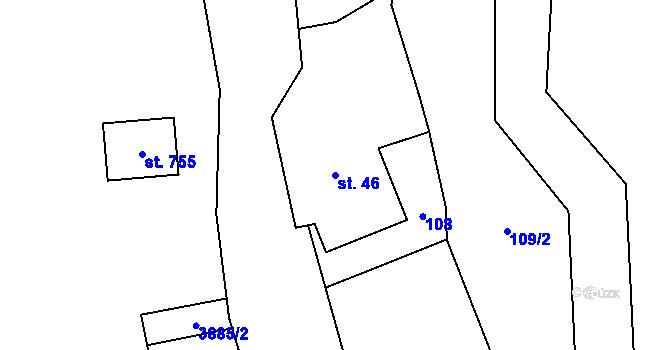 Parcela st. 46 v KÚ Heřmanovice, Katastrální mapa
