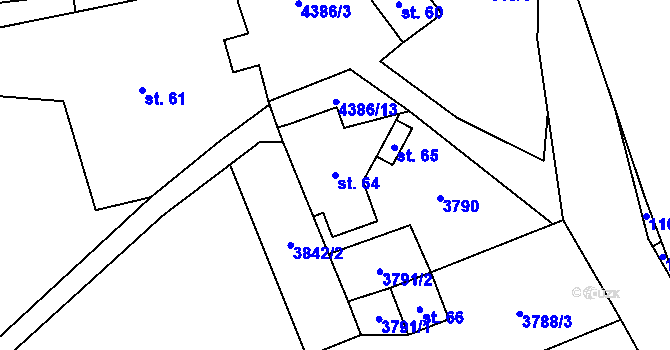 Parcela st. 64 v KÚ Heřmanovice, Katastrální mapa