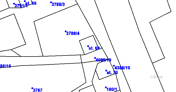 Parcela st. 69 v KÚ Heřmanovice, Katastrální mapa