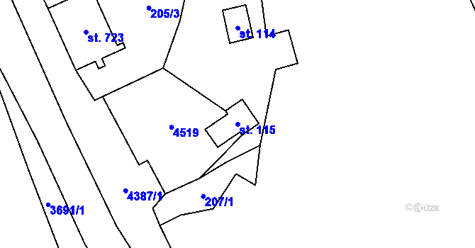 Parcela st. 115 v KÚ Heřmanovice, Katastrální mapa
