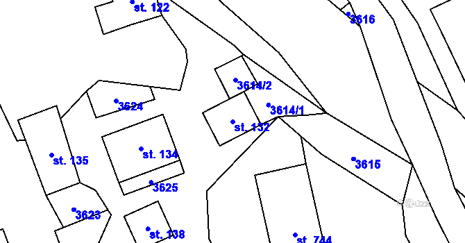 Parcela st. 132 v KÚ Heřmanovice, Katastrální mapa