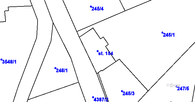 Parcela st. 154 v KÚ Heřmanovice, Katastrální mapa