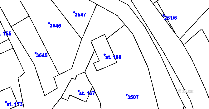 Parcela st. 168 v KÚ Heřmanovice, Katastrální mapa